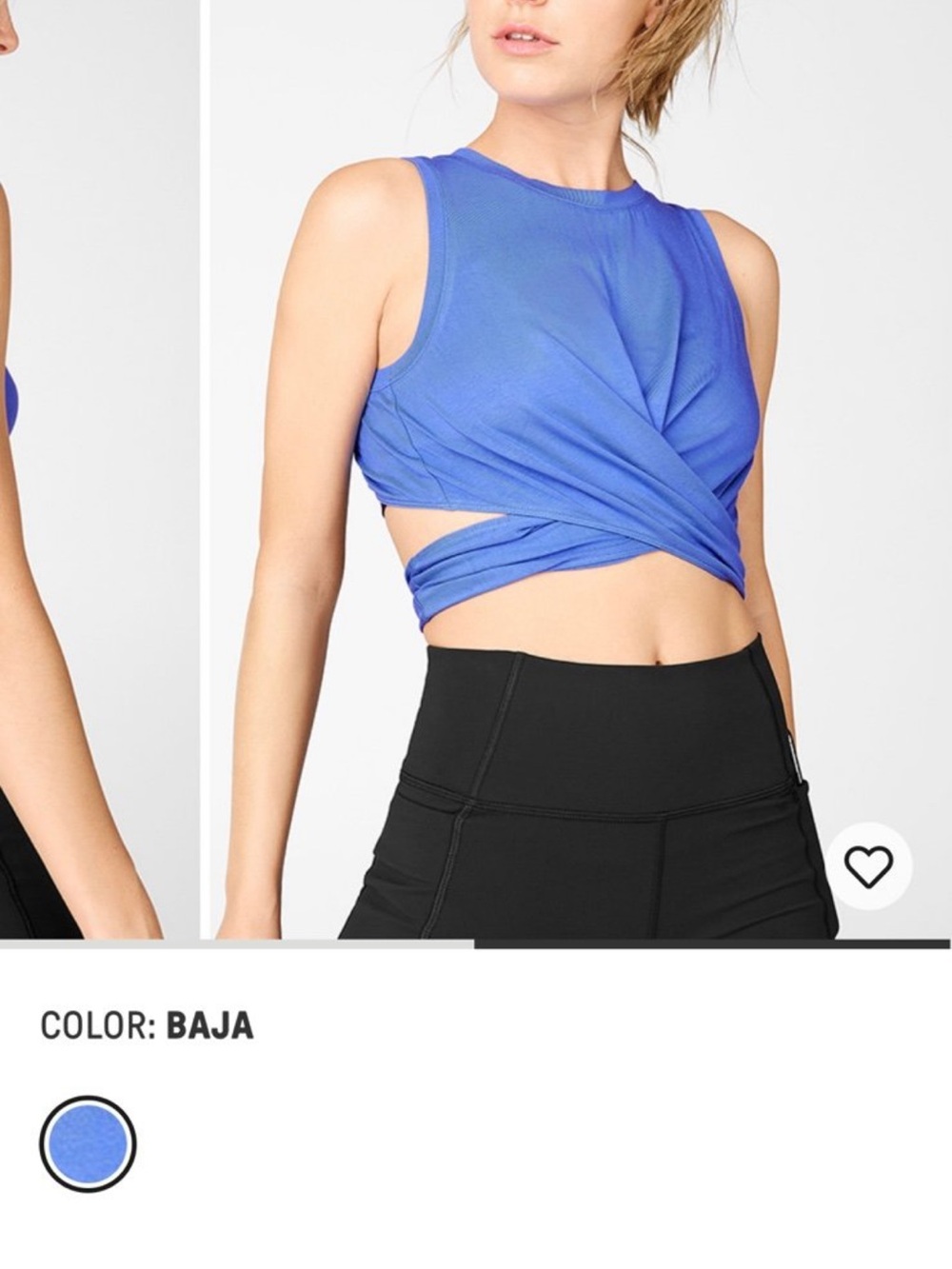 Fabletics Baja Twist Crop Tank - Blue
